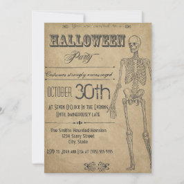 Skeleton Vintage Halloween Convite