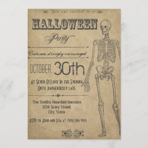 Skeleton Vintage Halloween Convite