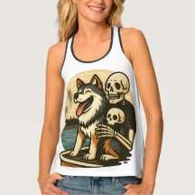 Skeleton with Dog on Haunted Lake Horror Art