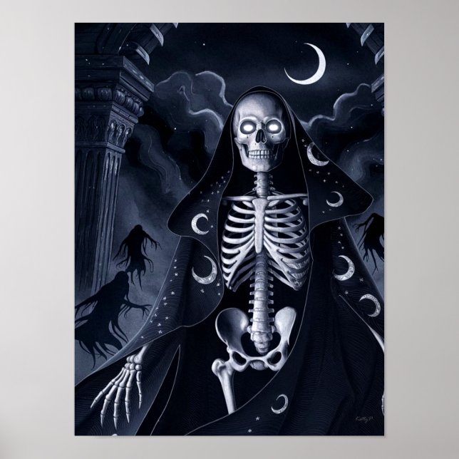 Skeleton Wizard Horror Impressão Poster Wall Art (Frente)