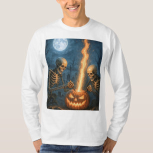 Skeletons Night Out - Camisa T Unisex De Longa Fol