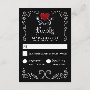 Skeletons Pretos do Halloween com RSVP do Coração