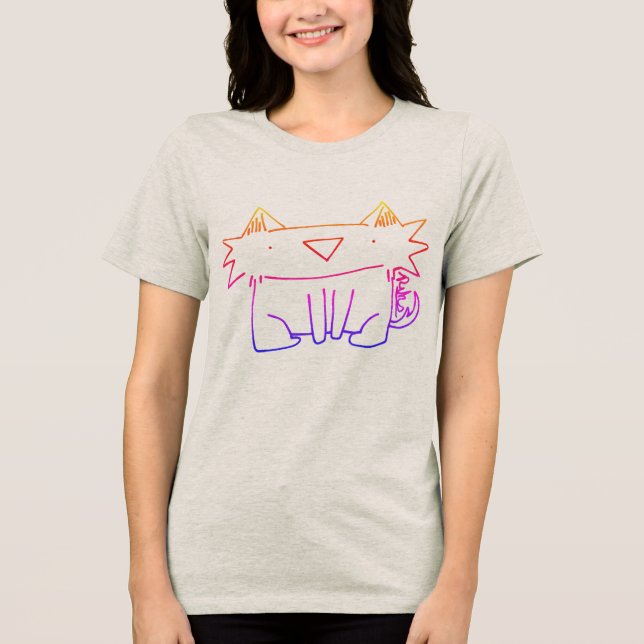 Sketch Rainbow Cat T-shirt (Frente)
