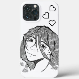 Sketched girl hart iPhone pro 13 Max  hoesje