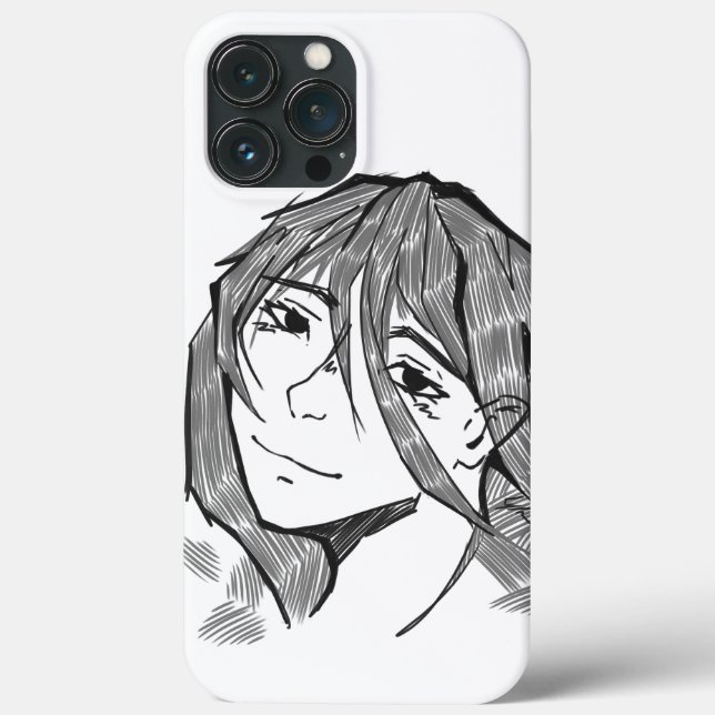 Sketched girl iPhone pro 13 Max  hoesje (Verso)
