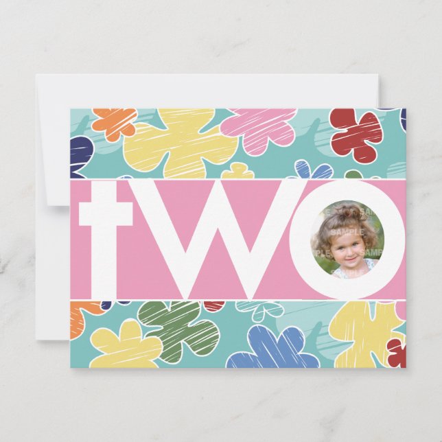 Sketchy Flowers Segundo Convite De Aniversário (Frente)