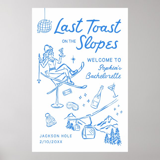 Ski Bachelorette Party Aprés Ski Welcome Poster (Frente)