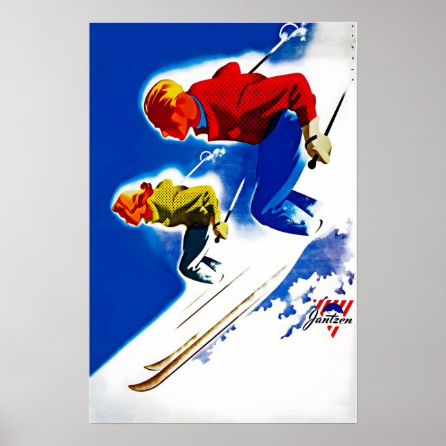 Ski Poster Skiing Art Skier Gift Lodge Poster  (Frente)