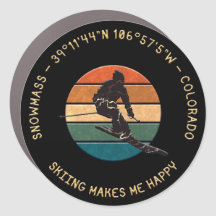 Ski Snowmass, Colorado - Man Skier, Texto Amarelo