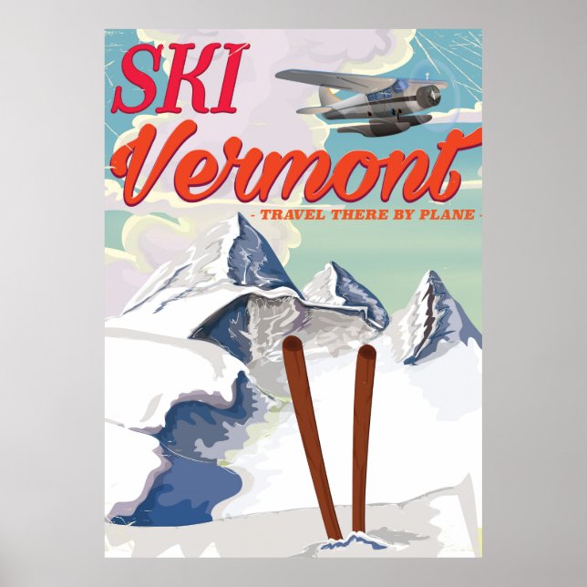 Ski Vermont retro férias poster (Frente)