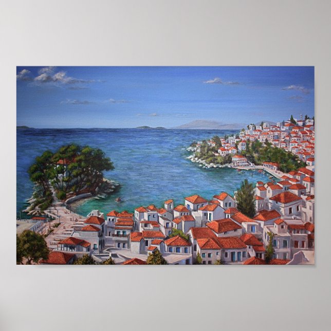 Skiathos Harbor 1(light) Poster (Frente)