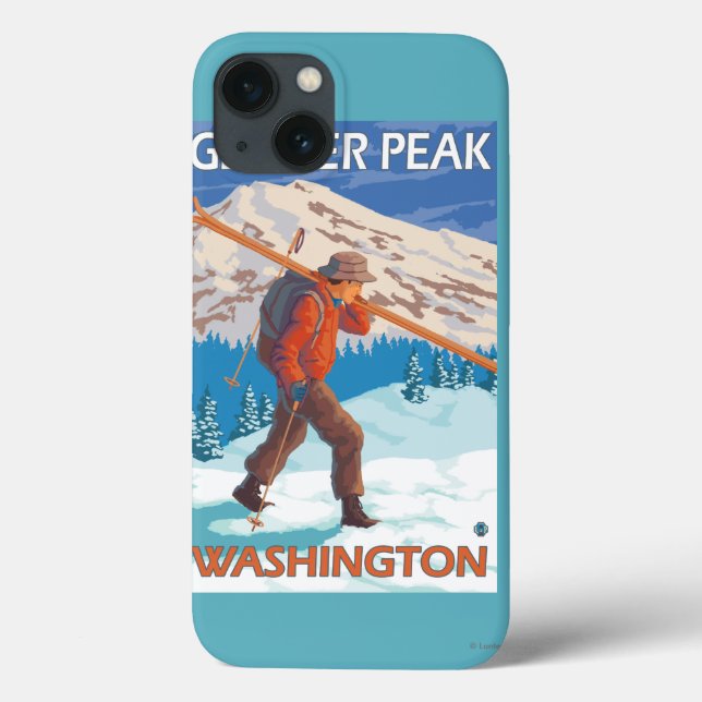 Skier Carrying Snow Skis - Glacier Peak, WA (Verso)