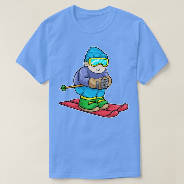 Skier com o polo Skis Ski (Frente do Design)