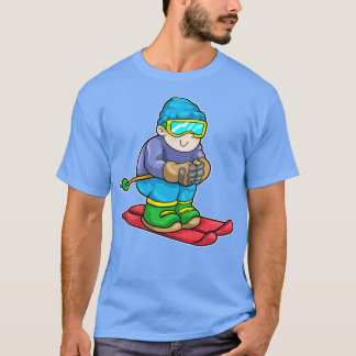 Skier com o polo Skis Ski