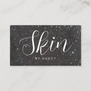 Skincare Typografia Black Glitter Cartão de visita