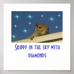Skippy no céu com poster dos diamantes