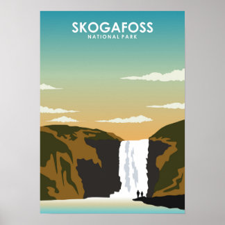 Skogafosse Islândia Poster de viagens em cascata