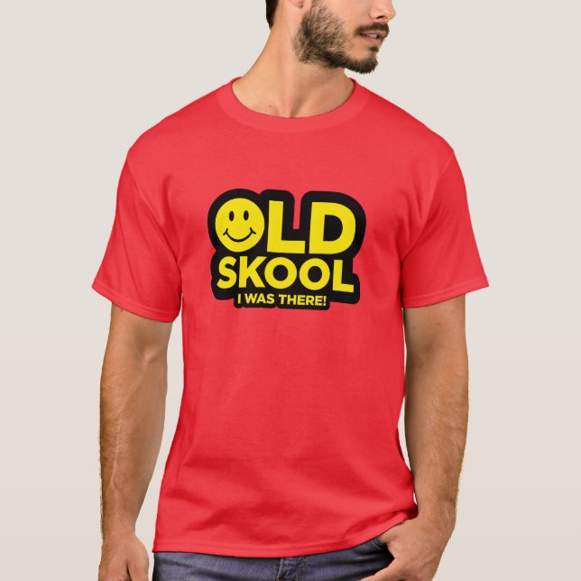 Skool velho - eu estava lá camisa - vermelho ácido (Frente)