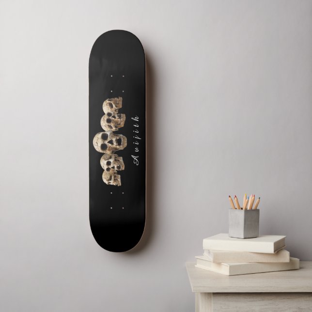 Skull Black Modern Custom Skateboard (Arte de parede)
