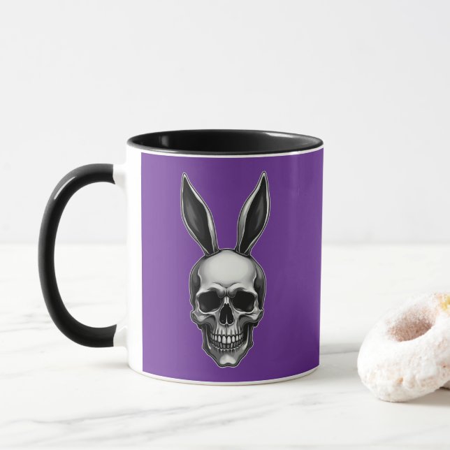 Skull Bunny – Dark Gothic Easter - caneca (Com Donut)