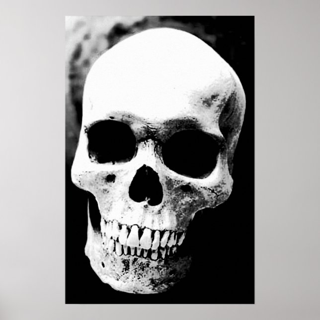 Skull Poster Impressão Black White Fantasy Metal R (Frente)