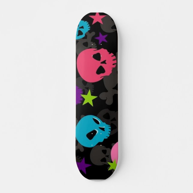 skull skate cor-de-rosa e azul (Frente)