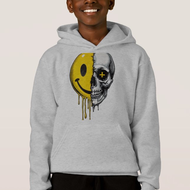 Skull Smiley Drip Hoodie – Street Art Bold Desig (Frente)