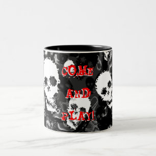 Skull Specters B&W 'Vem e Joga!' caneca de dois to