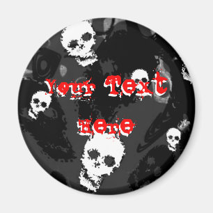 Skull Specters B&W vermelho 'Seu Texto' imã de gel