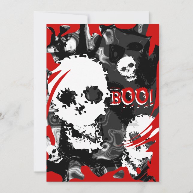 Skull Specters convite 'BOO!' vermelho para espira (Frente)