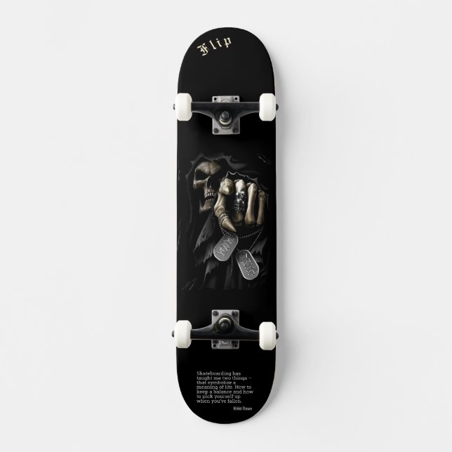 Skull "sua vez" skate com aspas personalizadas (Frente)