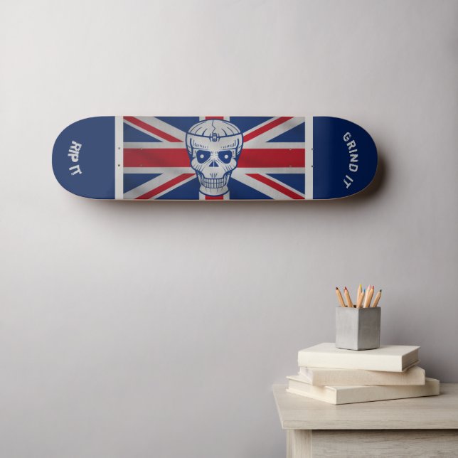 Skull & Union Jack Skateboard (Arte de parede (Horz))