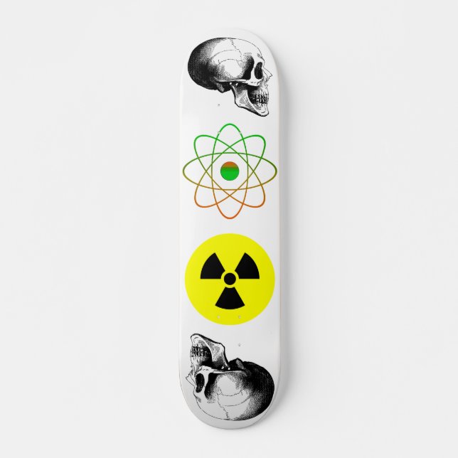 Skulls Atom Radiation Sign Skateboard (Frente)