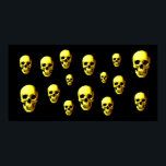 Skulls Pop Art Impressão Poster - Posters de crâni<br><div class="desc">Esqueleto de Arte Fantasia - Cinza e Imagem de Pop de Arte de Palha de Metal Pesado Negro</div>