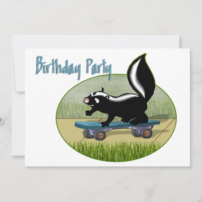 Skunk em um Convite de Aniversário no Quadro (Frente)