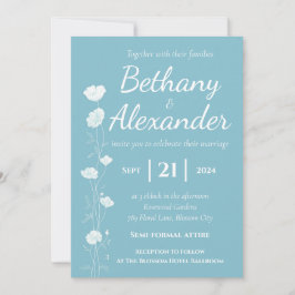 Sky Blue com convite para casamento de Florais Bra