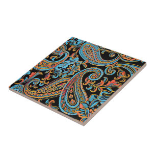 Sky Blue e Autumn Orange Vintage Paisley