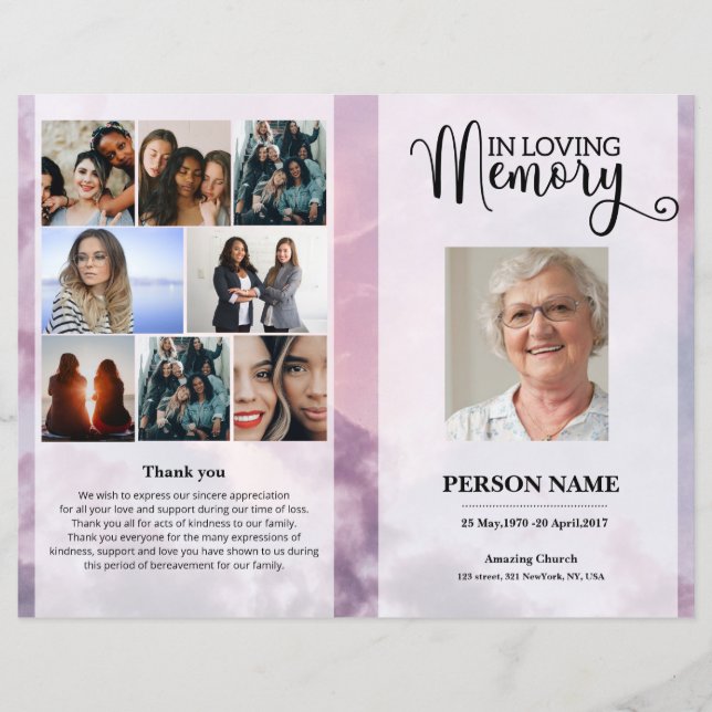 Sky  Funeral Program template (Frente)