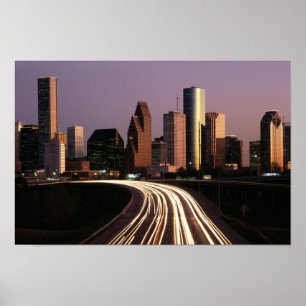 Skyline da cidade de Houston no poster do