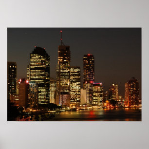 Skyline da noite de Brisbane. poster