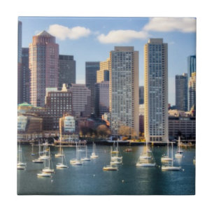 Skyline de Boston do beira-rio