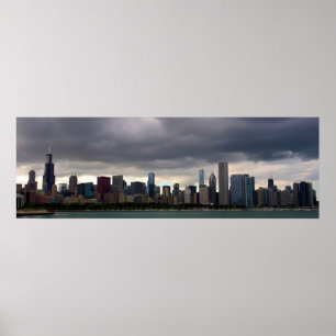 Skyline de Chicago - Stormclouds - poster da cor