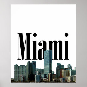 Skyline de Miami com o Miami no poster do céu