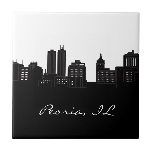 Skyline de Peoria preto e branco, Illinois (Frente)