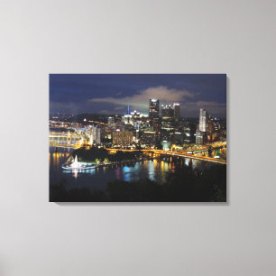 Skyline de Pittsburgh em canvas do crepúsculo
