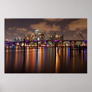 Skyline na noite - poster de Miami