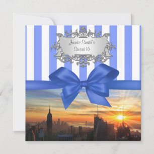Skyline NYC no Convite de festas Sunset Sweet 16