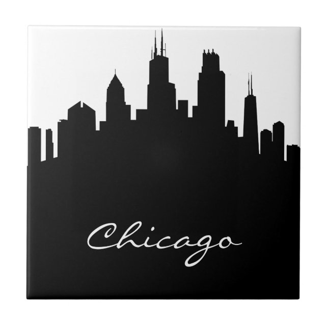 Skyline preto e branco de Chicago (Frente)