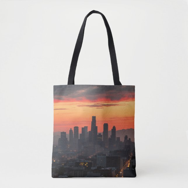 Skyline Urbano Sunset All - Over-Impressão Tote Ba (Frente)