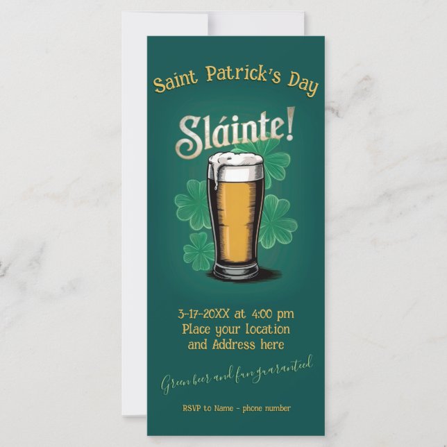 Slàinte! Pint de Cerveja no Dia de São Patrício em (Frente)